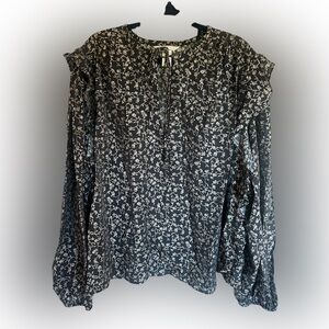 H&M Dark Green Floral Blouse